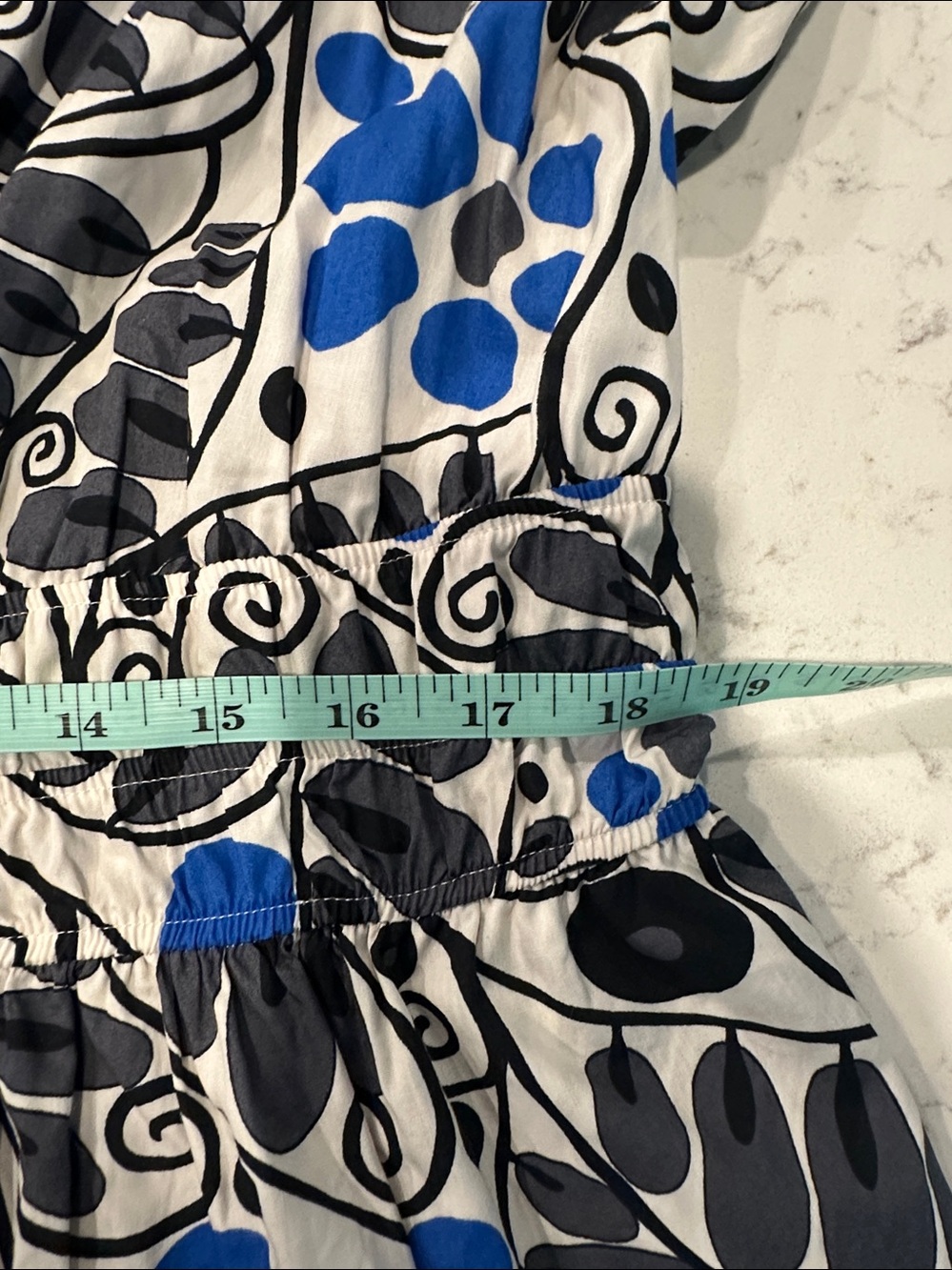 Anthropologie Blue, Black & White Floral Print Dress - Picture 4 of 6